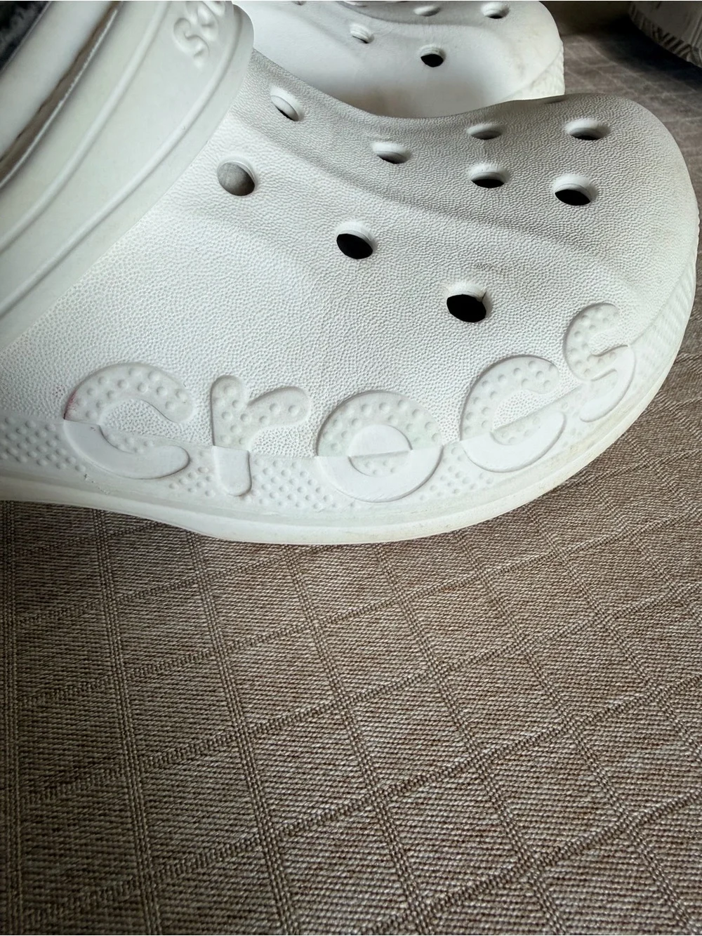 CROCS Kids Cream Clog with Grey Fleece Lining